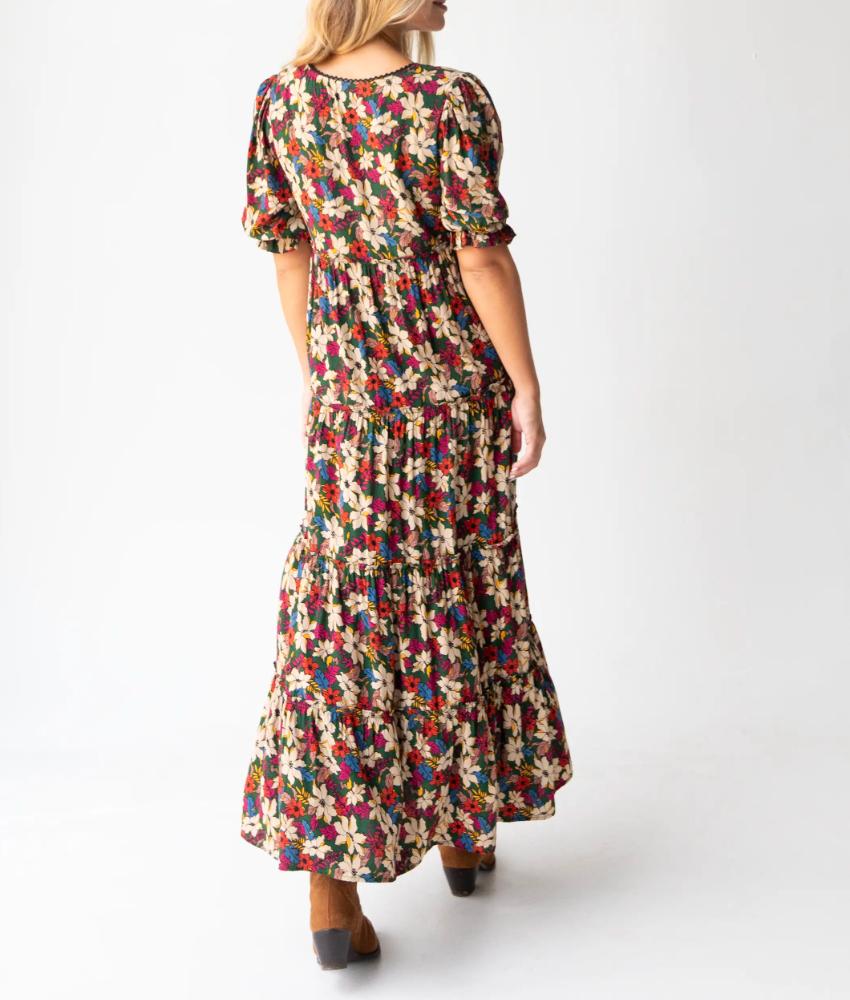 Gorgeous Short Sleeve Floral Print Maxi Dress