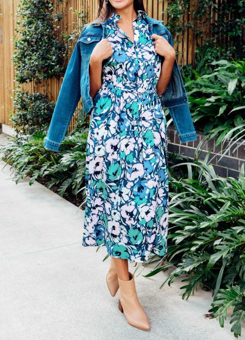 GRACE BLUE FLORAL DRESS