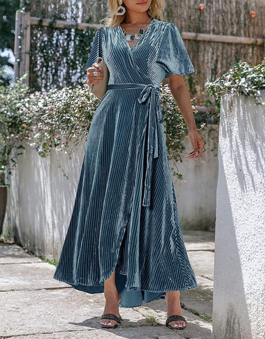 Stylish Velvet V-Neck Maxi Dress (Buy 2 Free Shipping✔️)