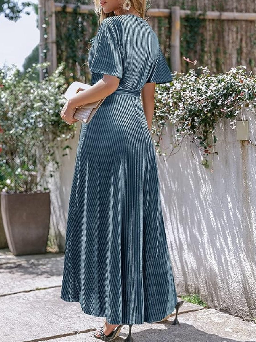 Stylish Velvet V-Neck Maxi Dress (Buy 2 Free Shipping✔️)