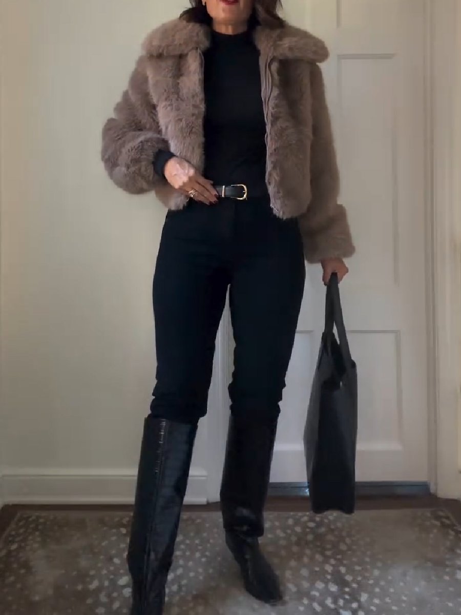 Cropped Faux Fur Jacket