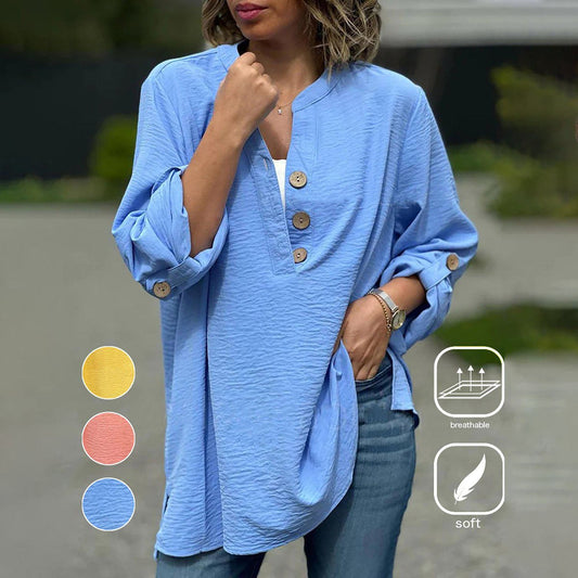 Breezy Blue Plain Long Sleeve Top