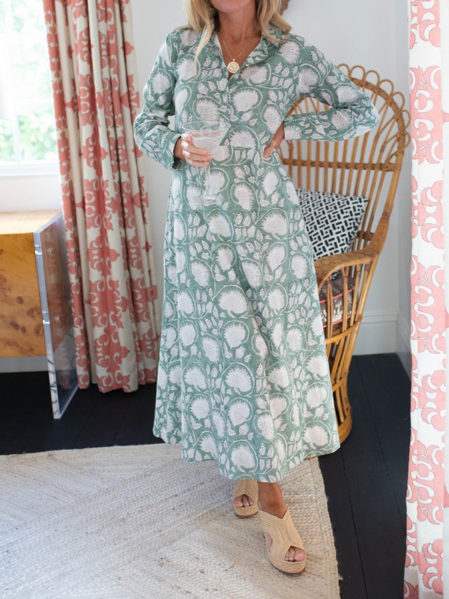 SS24 Light Green Printed Midi Dress