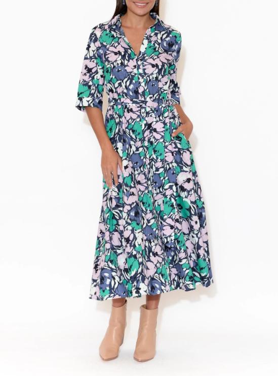 GRACE BLUE FLORAL DRESS