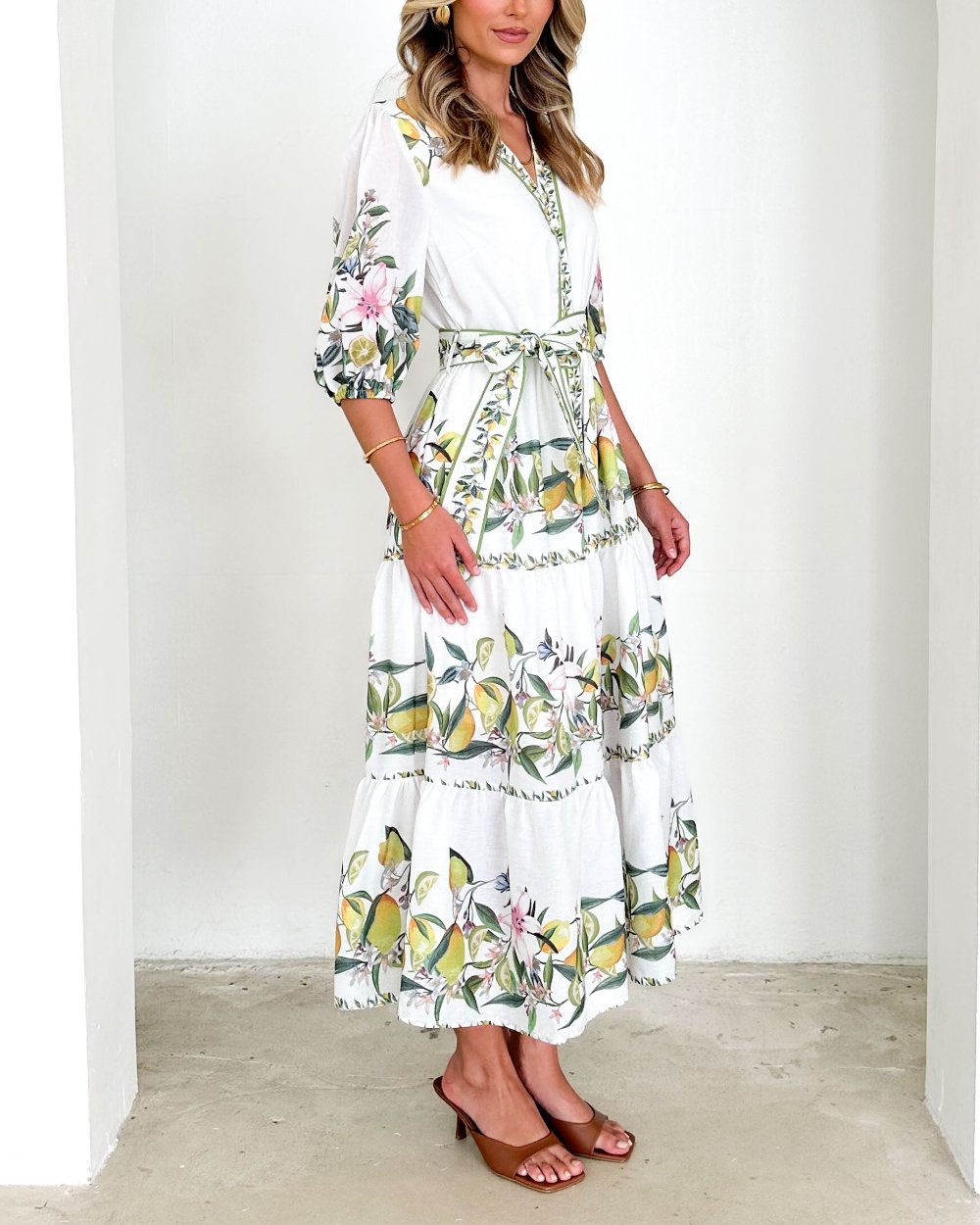 Chic Floral Print Short Sleeve Maxi Dress