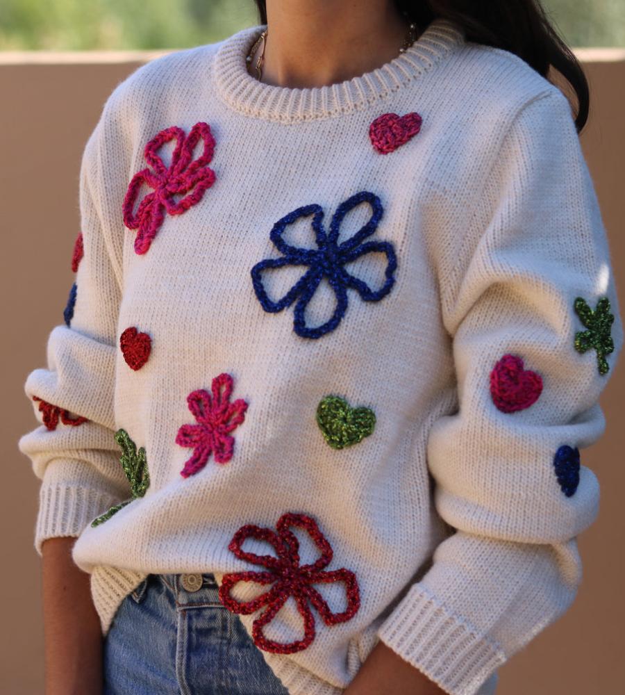 Flower Embroidered Knitted Sweater (Buy 2 Free Shipping✔️)