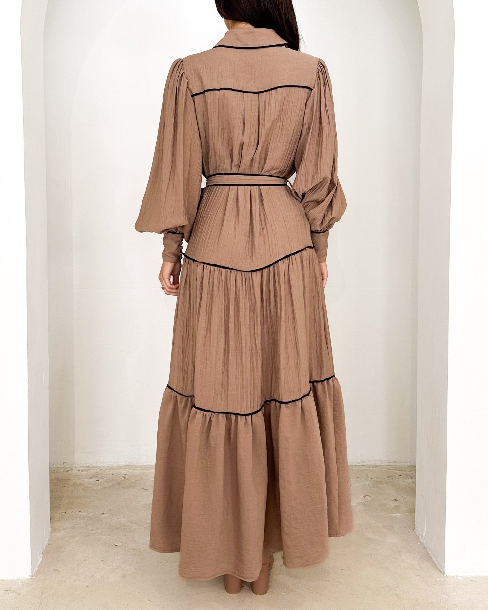 Paneled Vertical Button Maxi Dress