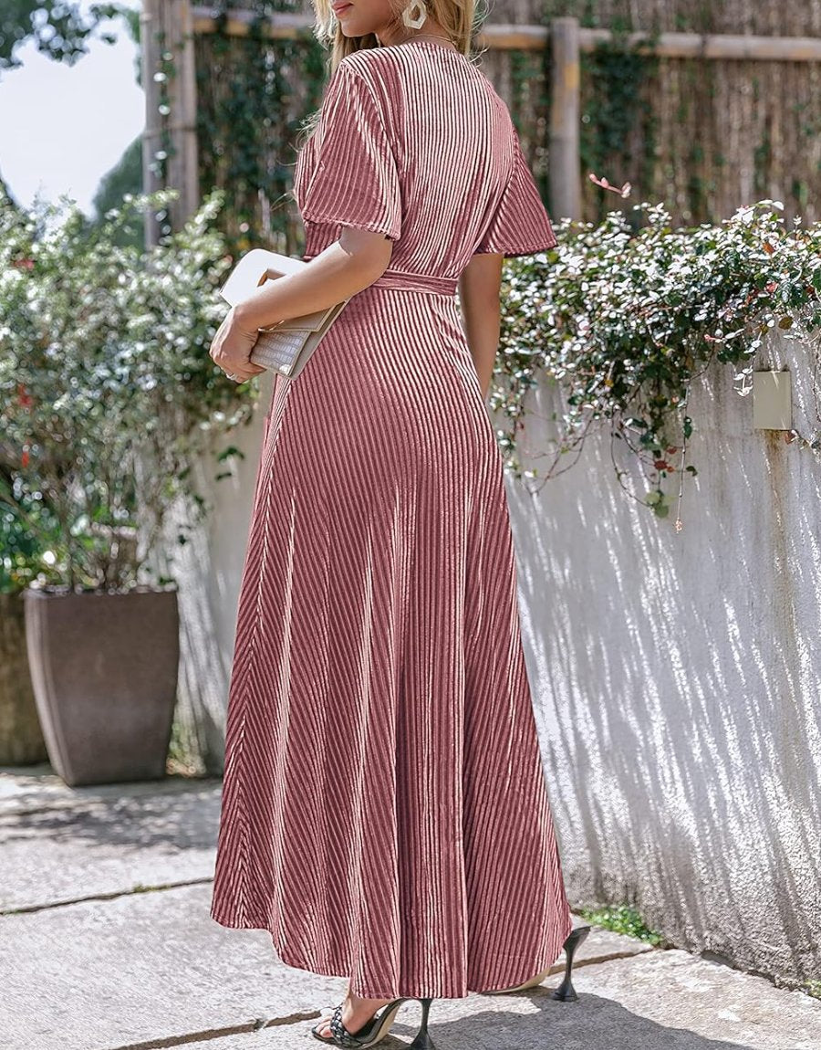 Stylish Velvet V-Neck Maxi Dress (Buy 2 Free Shipping✔️)