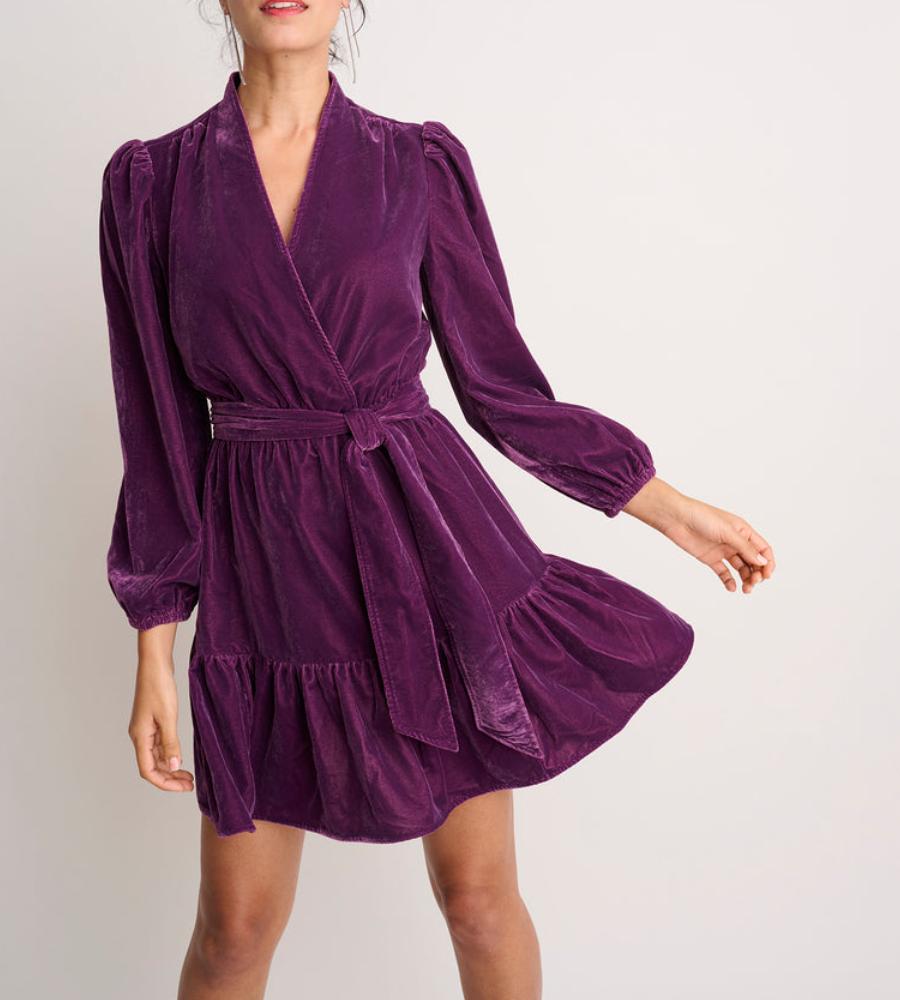 Popular Velvet Flounce Mini Dress