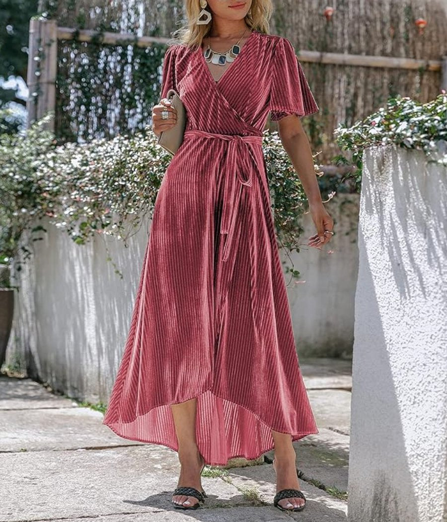 Stylish Velvet V-Neck Maxi Dress (Buy 2 Free Shipping✔️)