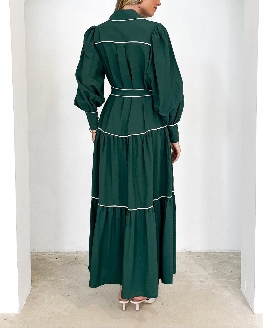 Paneled Vertical Button Maxi Dress