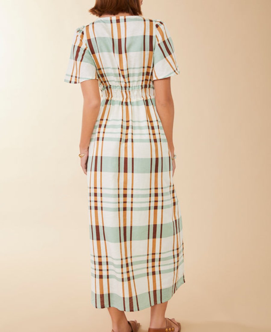 Lattice V Neck Midi Dress