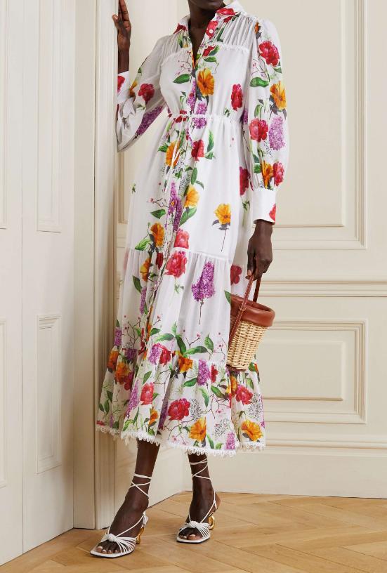 Tiered Floral Long Sleeve Maxi Dress