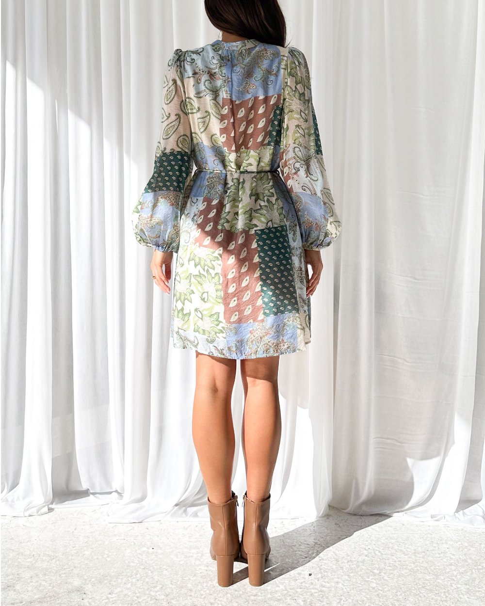 Chic Printed Button-Down Long Sleeve Mini Dress