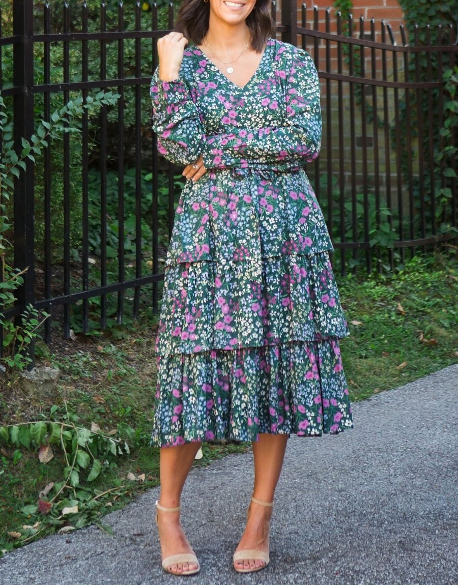 Chic Floral Ruffle Midi Dress