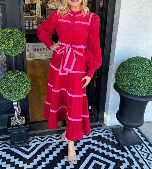 Red Velvet Midi Dress