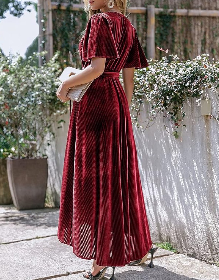 Stylish Velvet V-Neck Maxi Dress (Buy 2 Free Shipping✔️)