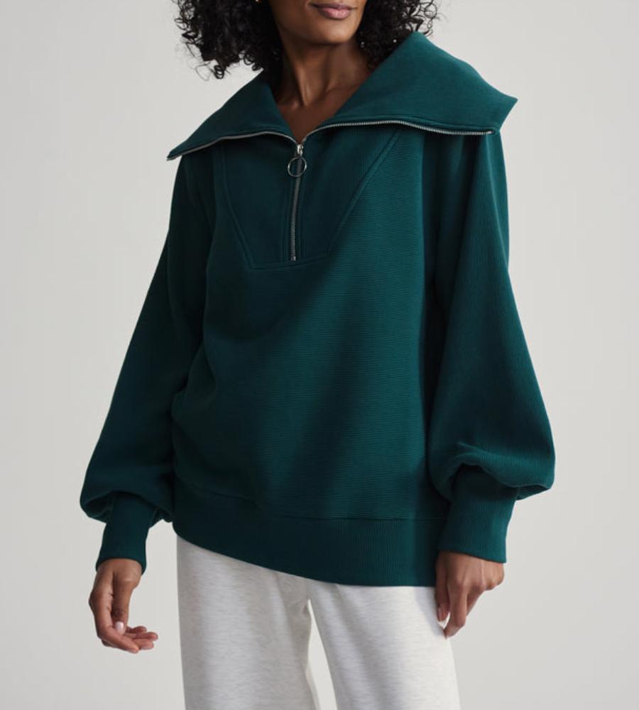 Trendy Half-Zip V-Neck Pullover