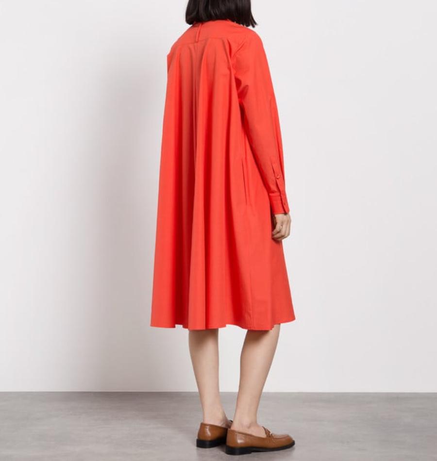 Showy Orange Long Sleeve Pocket Dress