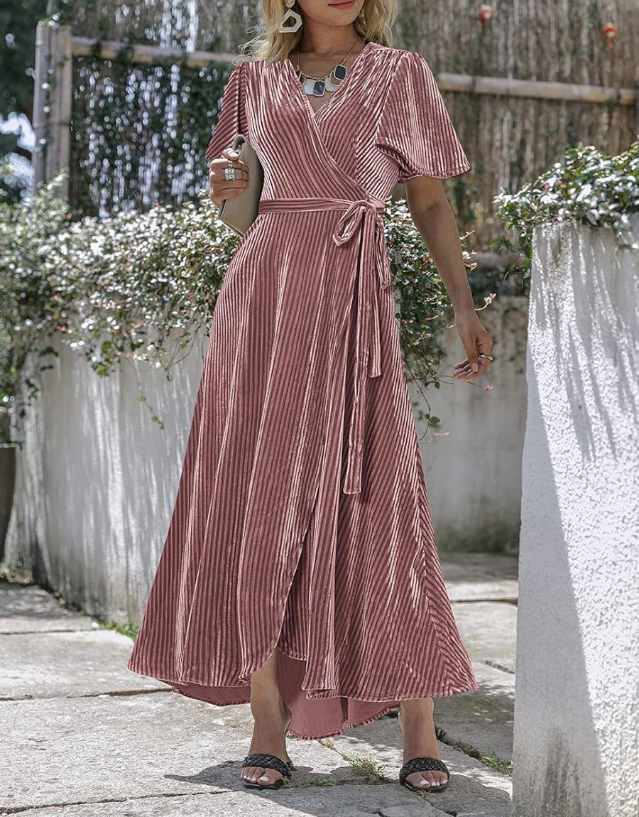 Stylish Velvet V-Neck Maxi Dress (Buy 2 Free Shipping✔️)