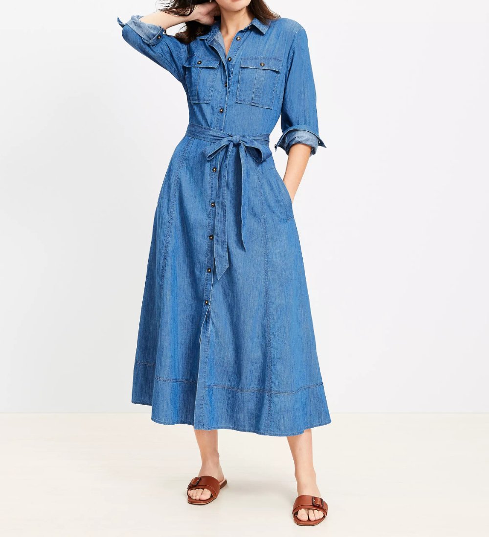 Belted Pocket Maxi Shirtdress