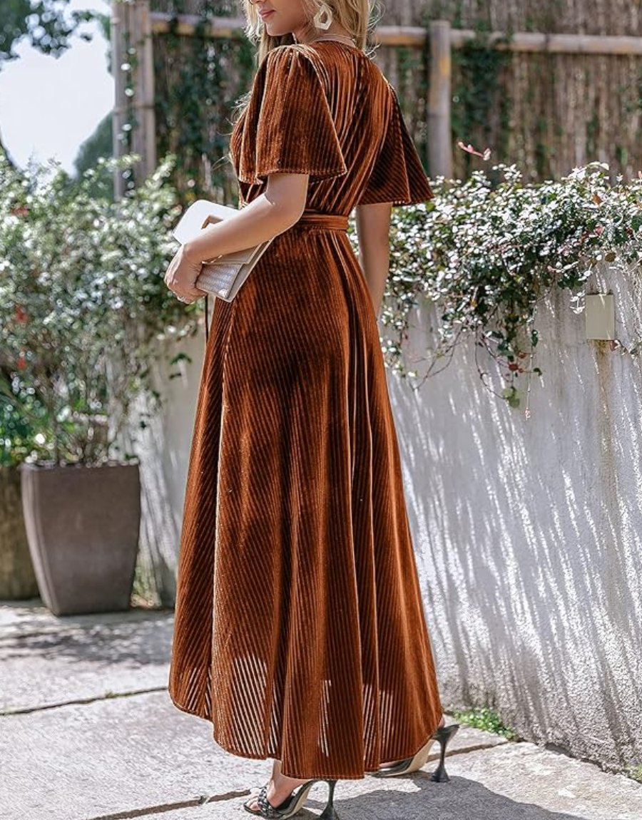 Stylish Velvet V-Neck Maxi Dress (Buy 2 Free Shipping✔️)