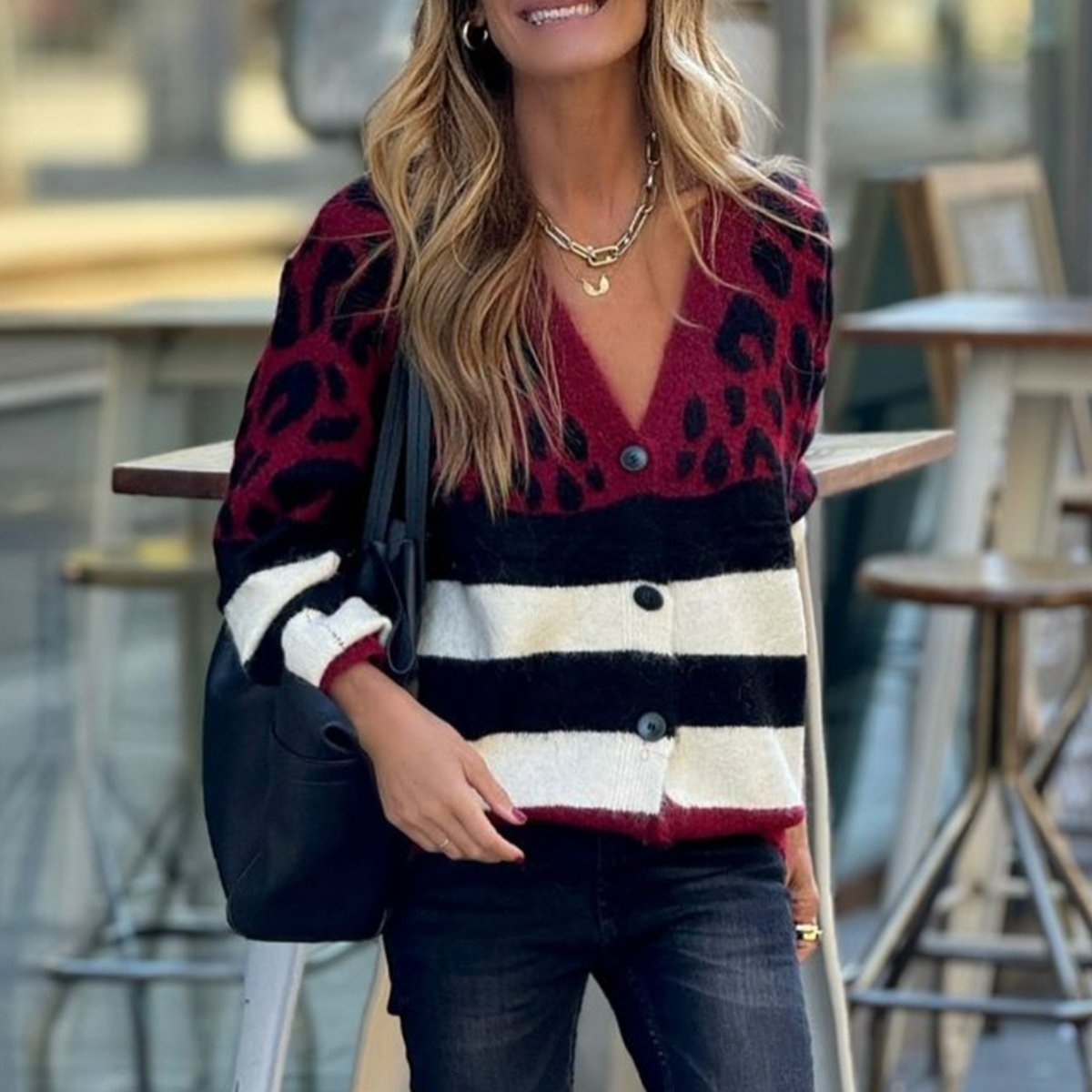 Casual V-Neck Long Sleeve Cardigan