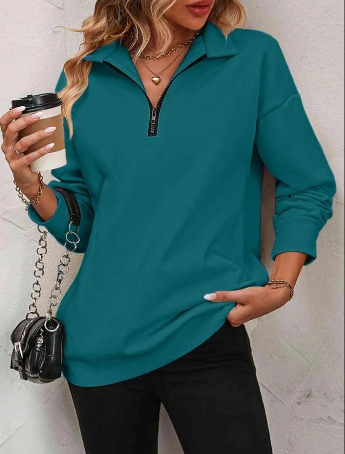 Womens Zip-Up Dropped Shoulder Sweatshirt (Buy 2 Free Shipping✔️)