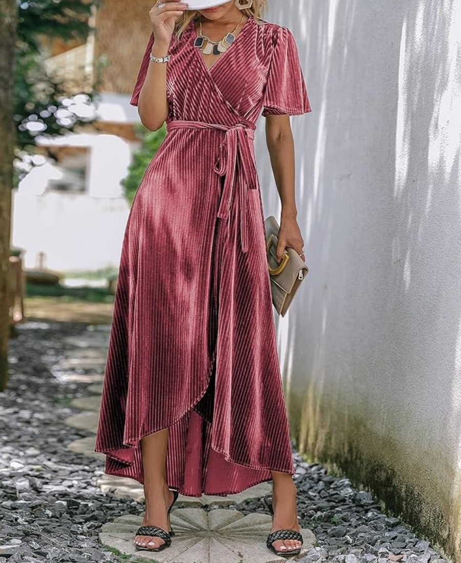 Stylish Velvet V-Neck Maxi Dress (Buy 2 Free Shipping✔️)