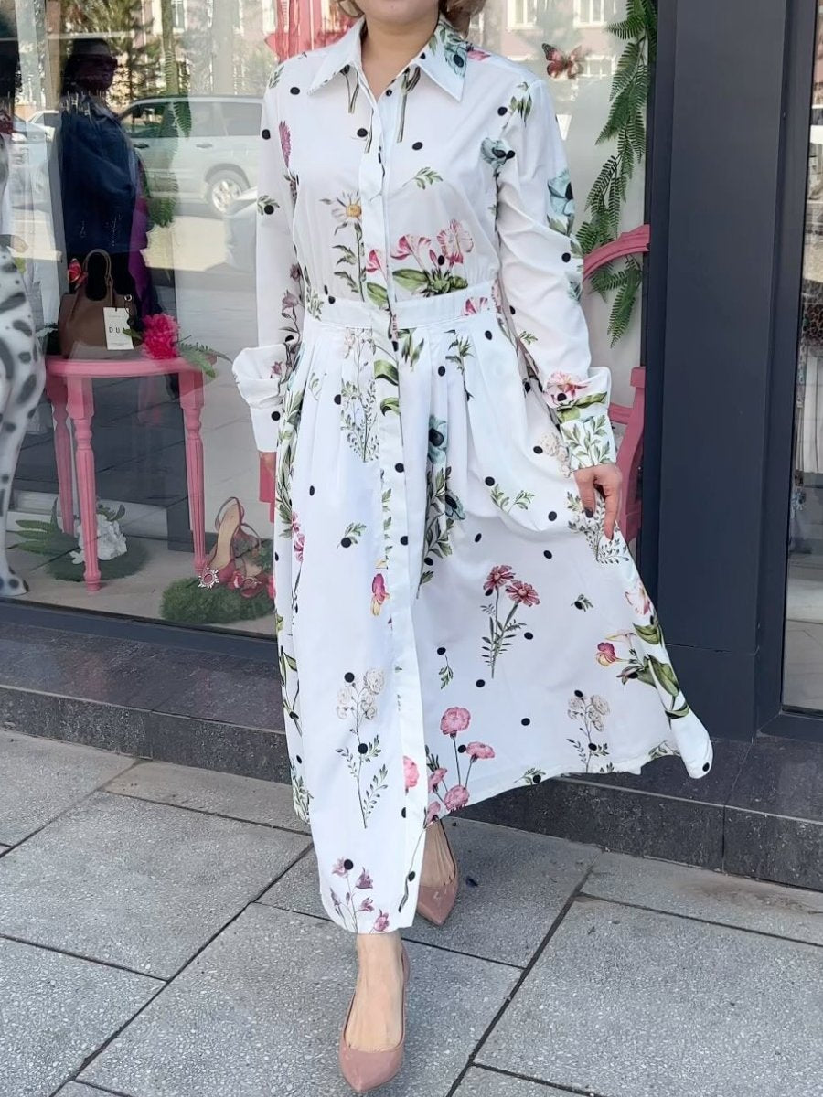 Long Sleeve Printed Maxi Dress