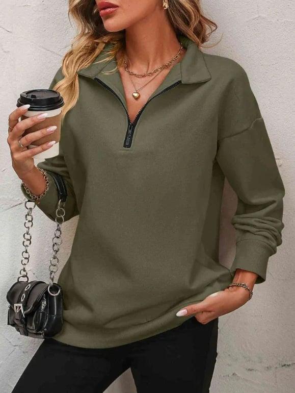 Womens Zip-Up Dropped Shoulder Sweatshirt (Buy 2 Free Shipping✔️)