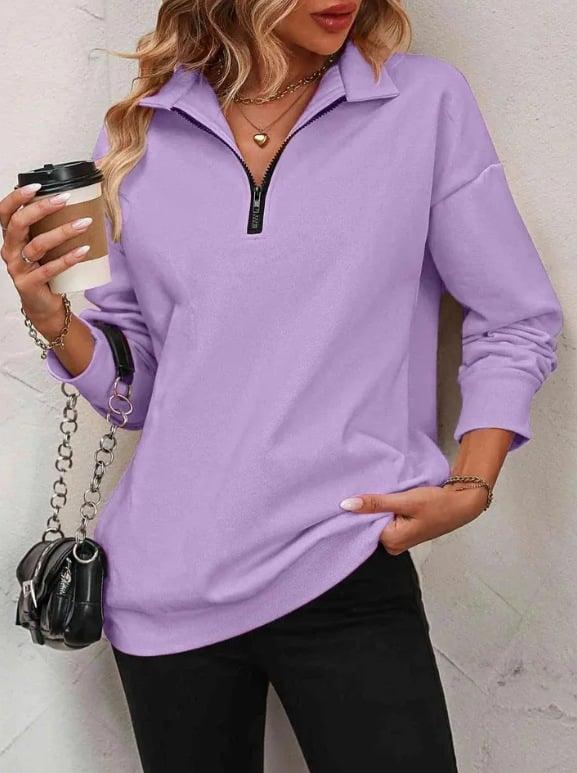 Womens Zip-Up Dropped Shoulder Sweatshirt (Buy 2 Free Shipping✔️)