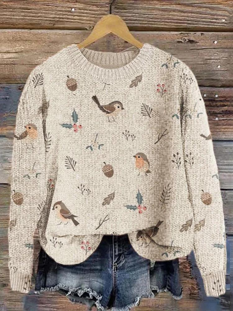 Pull col rond décontracté à fleurs pour femme 